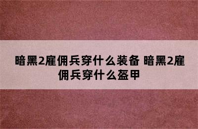 暗黑2雇佣兵穿什么装备 暗黑2雇佣兵穿什么盔甲